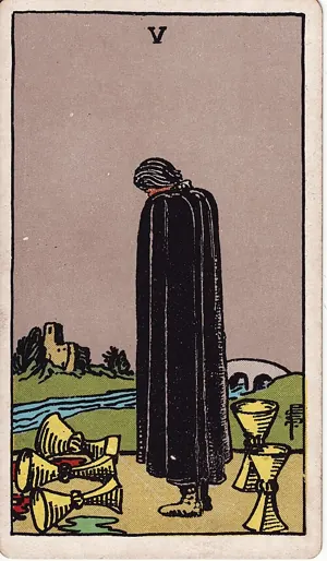 컵 5 타로 카드 (Five of Cups)