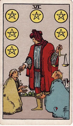 펜타클 6 타로 카드 (Six of Pentacles)