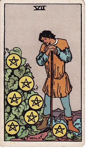 펜타클 7 타로 카드 (Seven of Pentacles)