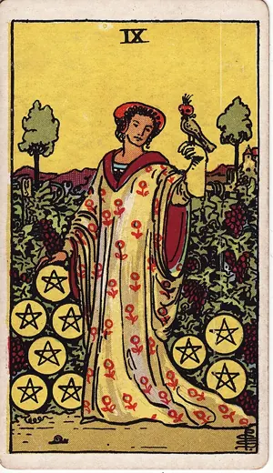 펜타클 9 타로 카드 (Nine of Pentacles)
