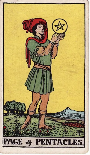 펜타클 페이지 타로 카드 (Page of Pentacles)