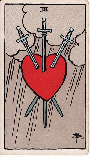 소드 3 타로 카드 (Three of Swords)