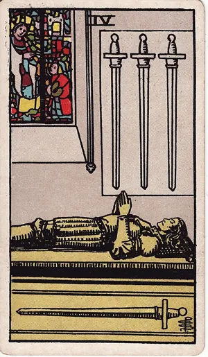 소드 4 타로 카드 (Four of Swords)