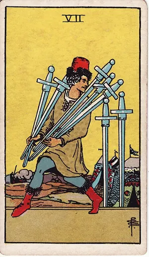소드 7 타로 카드 (Seven of Swords)