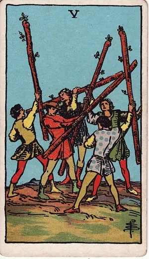 완드 5 타로 카드 (Five of Wands)
